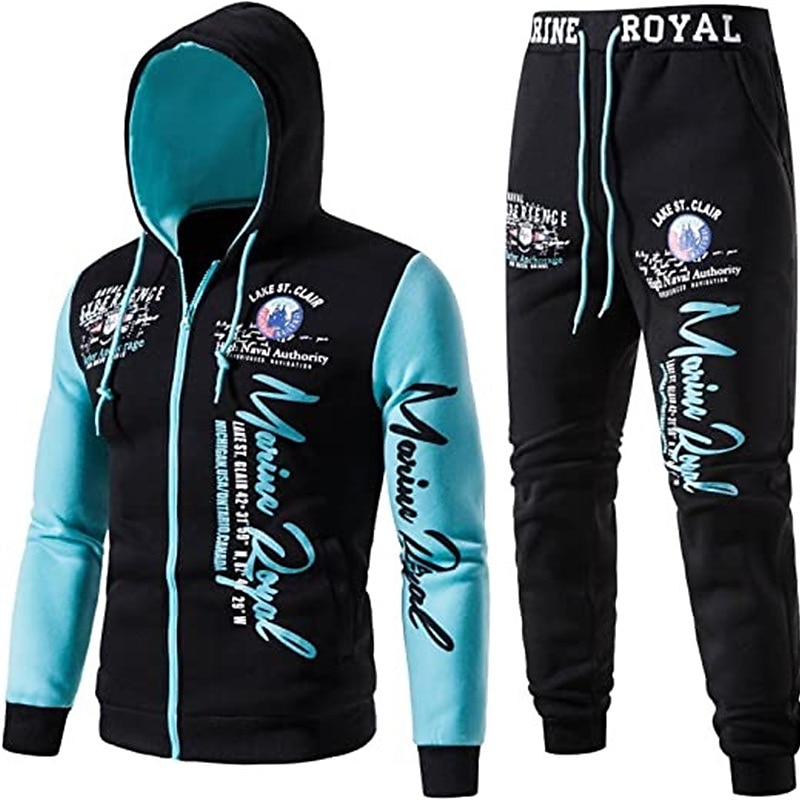 Homens Gráfico Bloco de cor Letra 2pcs Conjuntos de moletom 3D Moletom Manga Longa Calças compridas Com Capuz Roupa de rua Designer Casual Desportos e Ar livre Casual Esportes Zíper Imprimir de 2025 por $38.99 –P6