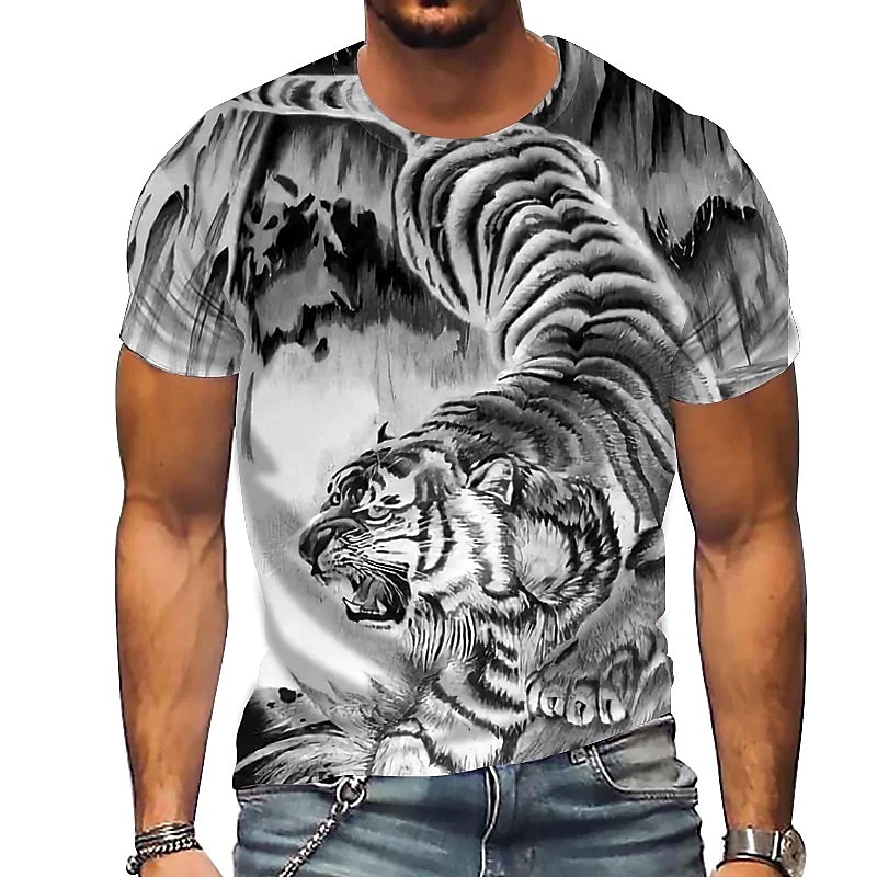 Homme Unisexe tigre Imprimés Photos T shirt Manche Courte T-shirt 3D effet Col Ras du Cou Chemise Design Décontractées Grand et grand du quotidien Vacances Blanche Jaune Vert Eté Vêtement Tenue S M L de 2025 ? $17.99 –P3