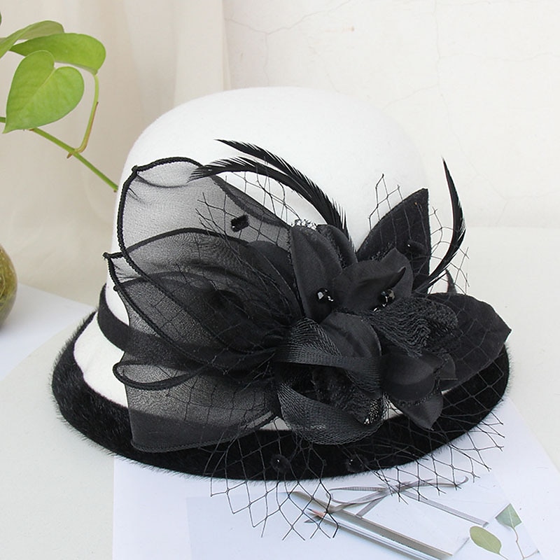 kentucky cappello derby autunnale cappelli da sposa piume artificiali misto poli/cotone bombetta/cloche cappello alla pescatora cappello fedora casual vacanza stile vintage elegante con applicazioni del 2025 a $18.99 –P7
