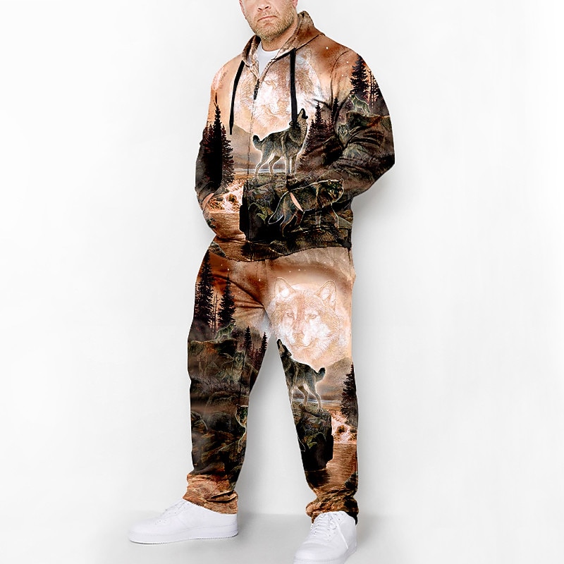 Per uomo Grafico Animale Lupo 2 pezzi Set di felpe 3D Felpa con Cappuccio Tuta Manica Lunga Pantaloni lunghi Con Cappuccio Moda Designer Casual Quotidiano Sportivo Uscire Stampa 3D Primavera & Autunno del 2025 a $56.99 –P2