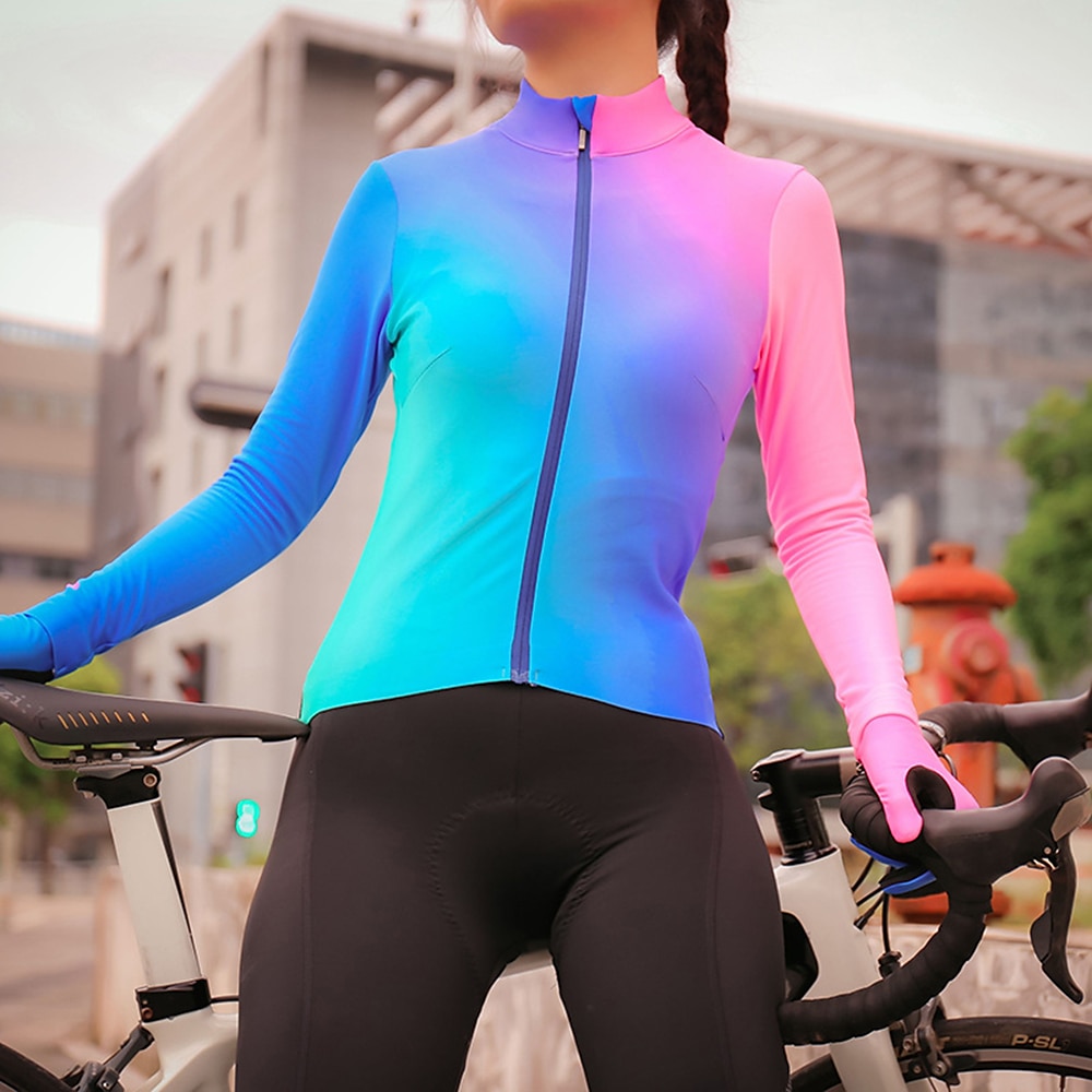 Mujer Maillot de Ciclismo Degradado Manga Larga Bicicleta Maillot Camiseta con 3 bolsillos traseros MTB Bicicleta Montaña Ciclismo Carretera Secado rápido Bandas Reflectantes Bolsillo trasero 2026 - $34.99 –P6