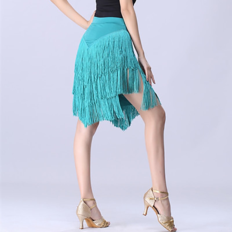 Latijnse dans Rokken Kwastje Ruches Pure Kleur Dames Prestatie Opleiding Hoog Polyester 2025 - $16.49 –P5