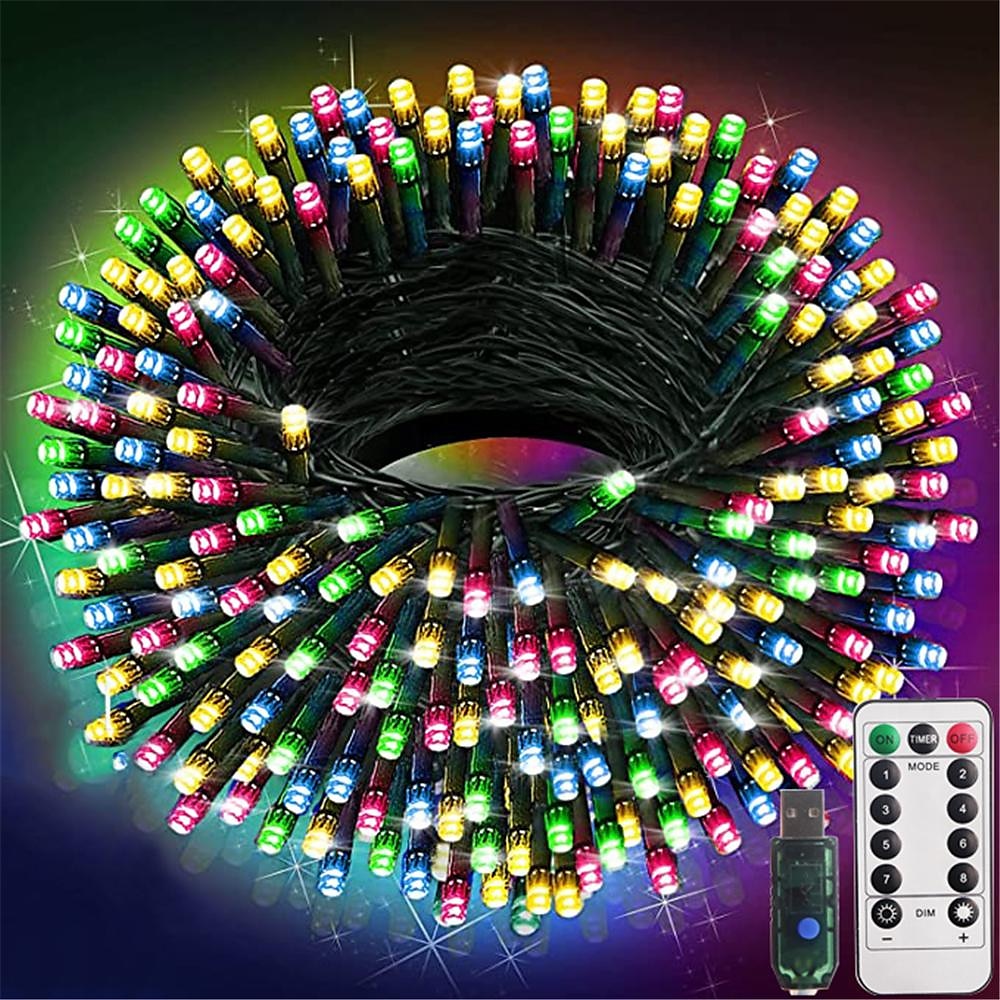 weihnachtslichter fee lichterketten innen außen usb mit fernbedienung 10m 20m dunkelgrüner draht lichterketten 100/200 leds 17key fernbedienung cluster lichter urlaubslichter usb urlaub hochzeit 2025 - $14.99 –P1