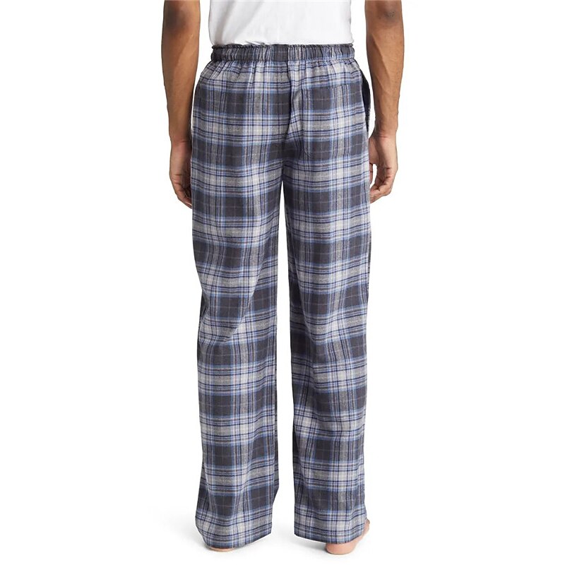 Herr Vardagsklädsel Pyjamasbyxor Plädbyxor Lounge Byxor Rutnät / Pläd Varm Mjukt Hem Säng Spa Flanell Varm Ficka Elastisk midja Vinter Svart Blå 2025 - $20.99 –P2