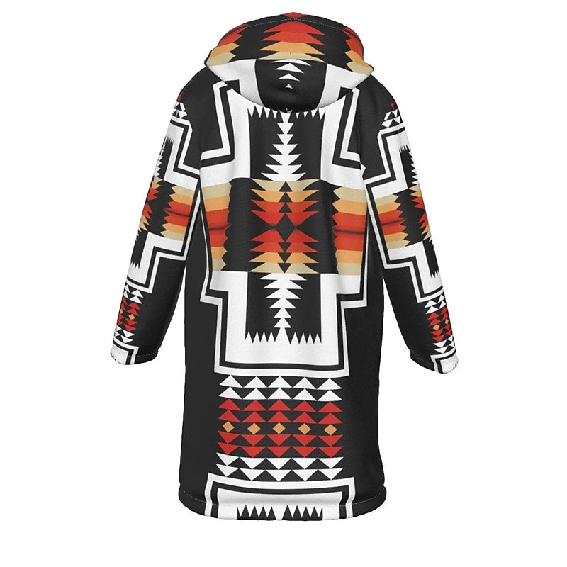 Men's Geometry Winter Coat Fleece Jacket Coat Warm Breathable Comfortable Streetwear Sport Ethnic Style Sports & Outdoor Daily Wear Going out Zipper Pocket Print Fall & Winter Hoodie Long Sleeve 2025 - $73.99 –P2