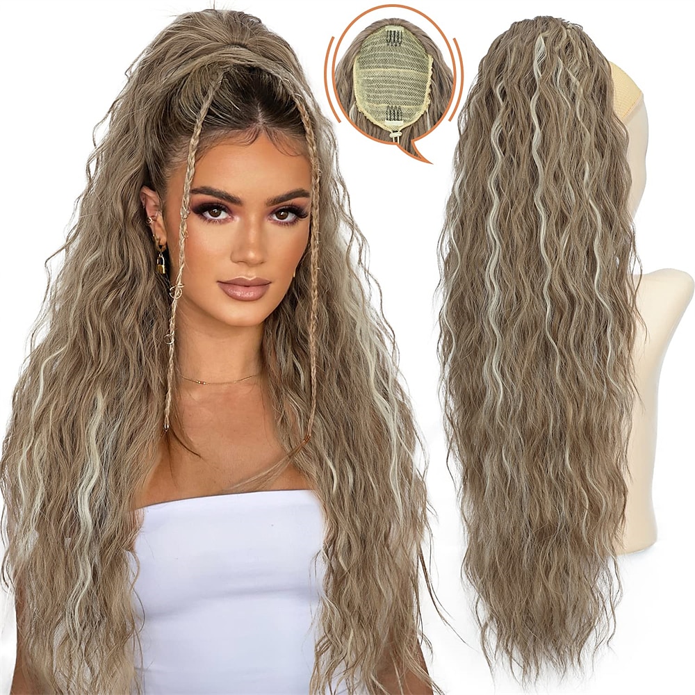 Extension à clip Queue-de-cheval Classique / Synthétique / Griffe d'ours / pince à mâchoires Cheveux Synthétiques Pièce de cheveux Extension des cheveux Bouclé Longue Soirée / Usage quotidien de 2025 ? $21.99 –P4