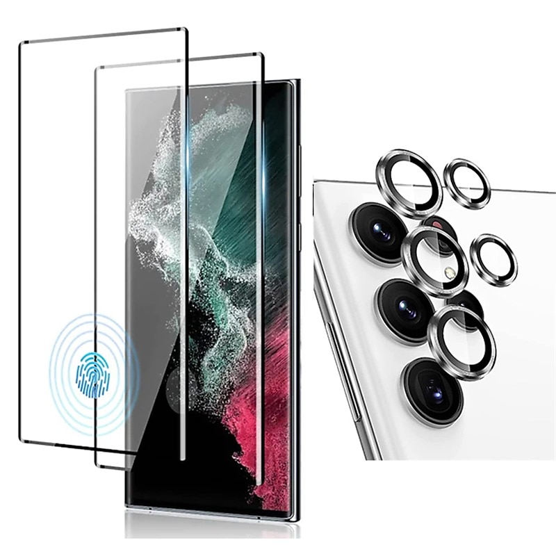2 juegos Protector de Pantalla + Protector de Lente Cámara Para Samsung galaxia S24 Ultra Plus S23 S22 S21 S20 Plus Ultra Note 20 Ultra 10 Plus S25 Ultra Vidrio Templado Dureza 9H Anti-Huellas Alta 2025 - $13.99 –P4