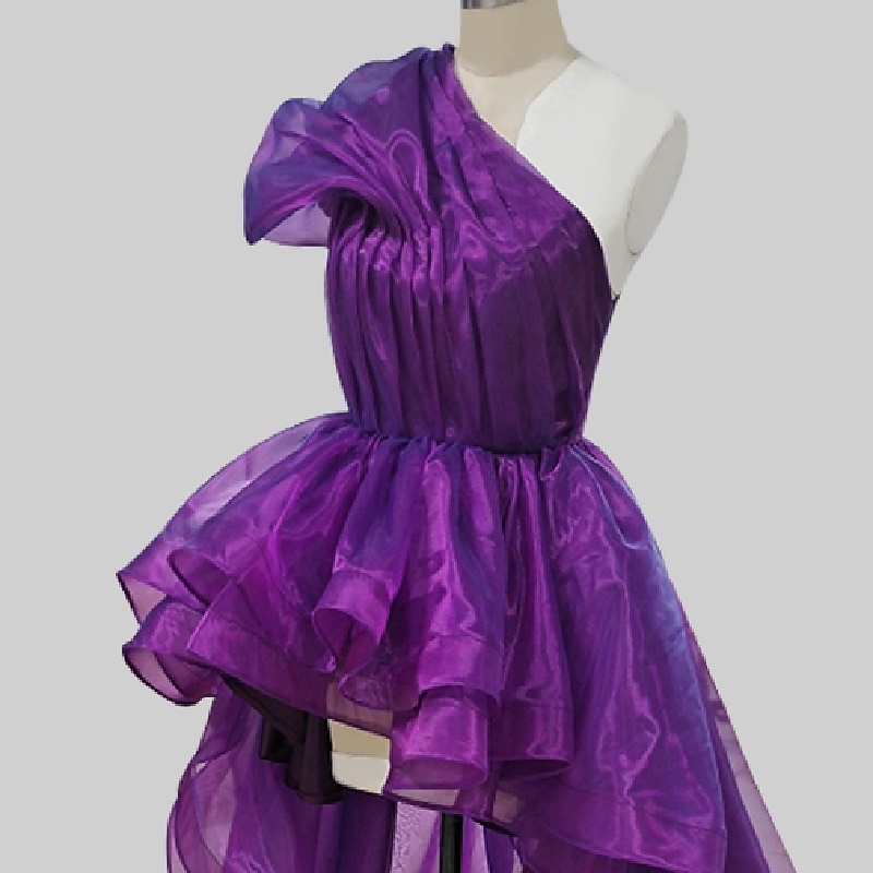 ts a-lijn avondjurk sexy jurk prom bruiloft feest asymmetrisch mouwloos een schouder organza met ruches pure kleur maskerade jurk 2025 2025 - $172.99 -P1