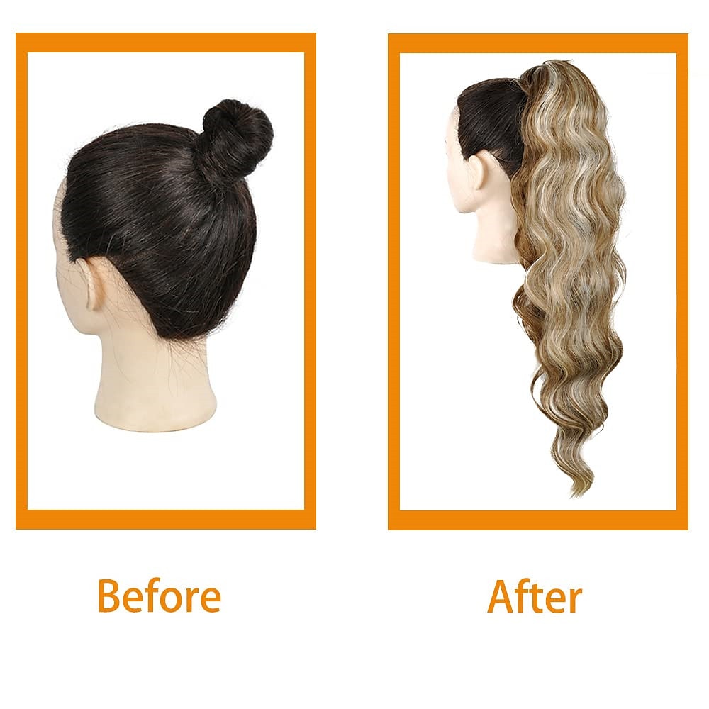 Long Ponytail Extension Drawstring Ponytail Hair Extensions Wavy Pony Tail Synthetic Hairpiece for Women (6H22) 2025 - $16.49 –P4