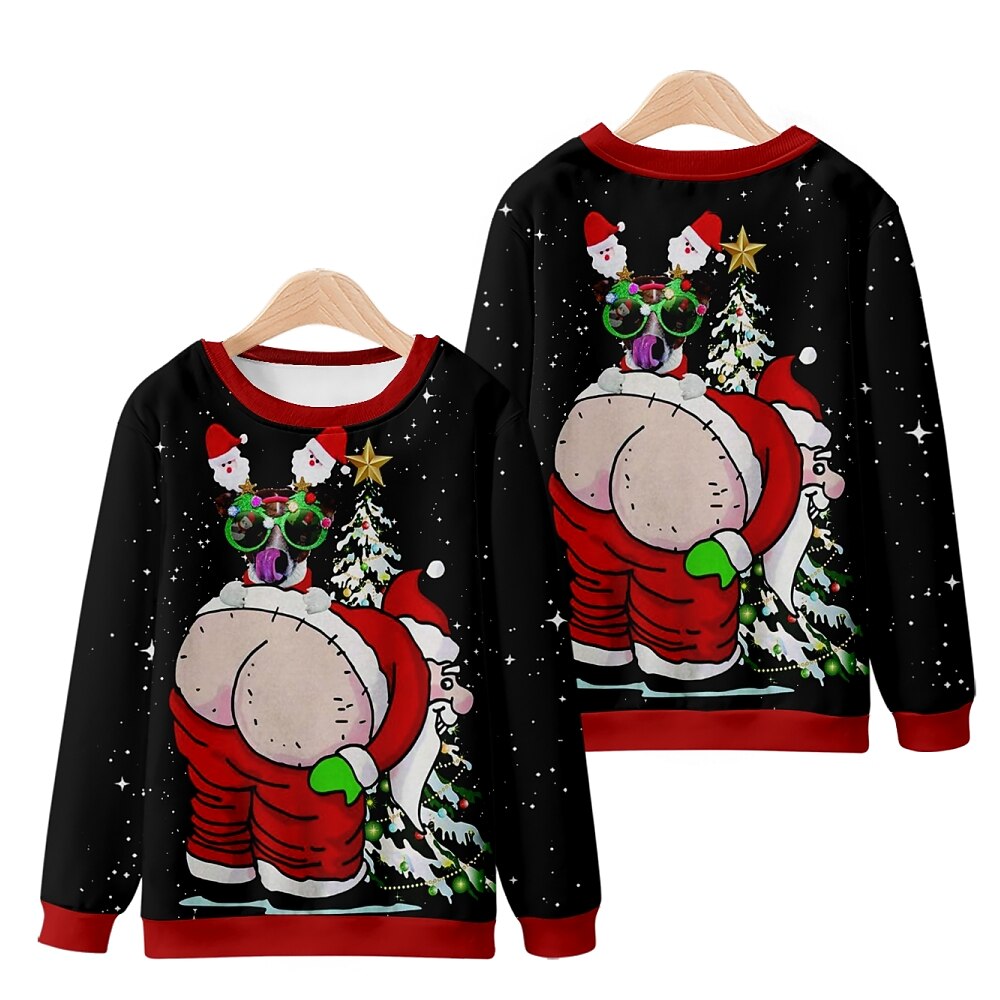 Weihnachtsshirt Für Männer – Sankt Nikolaus Pullover Mit 3D-Druck, Langarm, Für Weihnachtsfeier & Cosplay