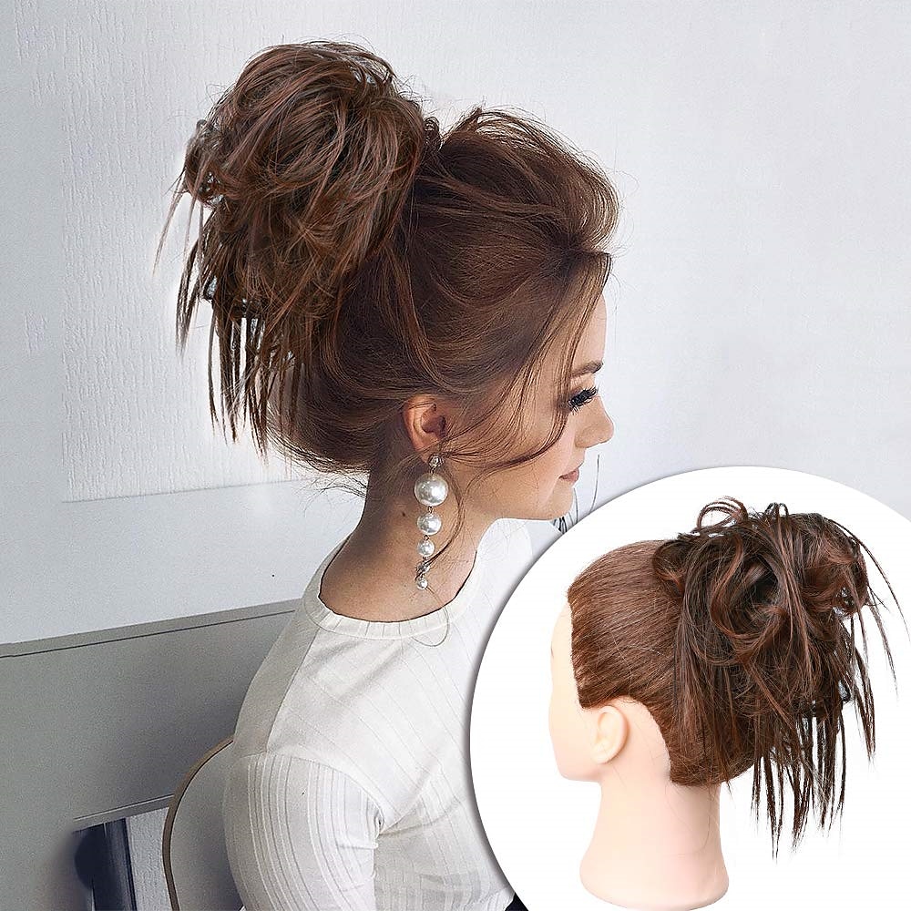chignon ébouriffé chignon désordonné extensions de chignon avec élastique élastique queue de cheval chouchous pour femme (mélange brun blond clair) de 2025 ? $18.49 –P16