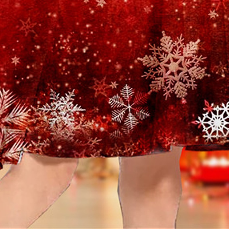 Lasten tyttöjen joulumekko mekko lumihiutalemekko lumihiutale pitkähihainen joululahjat rento pyöreä kaula-aukko ihana päivittäinen polyesteri polven yläpuolella oleva arkimekko kelluva mekko A-linjainen mekko syksy talvi 4-12 vuotta 2025 - $15.99 –P2