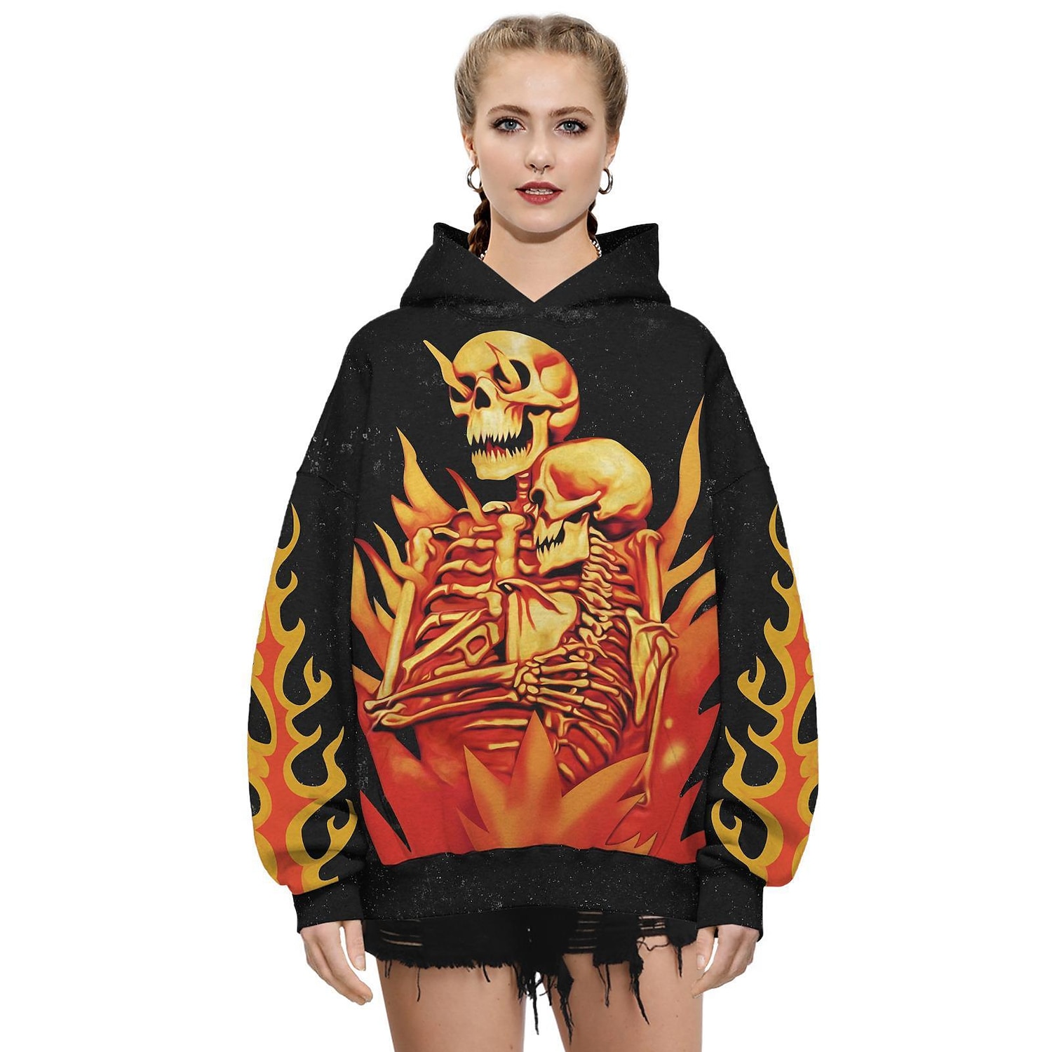 Punk Gothic Skeleton Skull Hoodie Skull Front Pocket Graphic For Couple's Men's Women's Adults' Masquerade 3D Print Casual Daily 2025 - $34.99 –P8