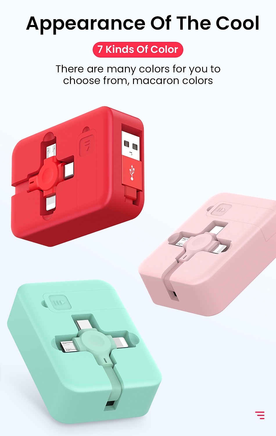 2025年 マルチ充電ケーブル 3.3フィート USB延長ケーブル 2.4 A 充電ケーブル 急速充電 3 in 1 引き込み式 用途 iPad サムスン iPhone 携帯電話アクセサリー コレクション – $12.99 –P7