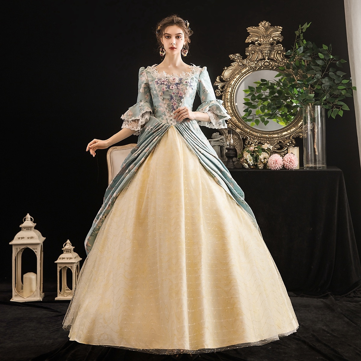 a maravilhosa sra. maisel rococó vestido medieval fantasia de festa mascarada traje feminino preto vintage cosplay festa mascarada halloween de 2026 por $184.99 –P1