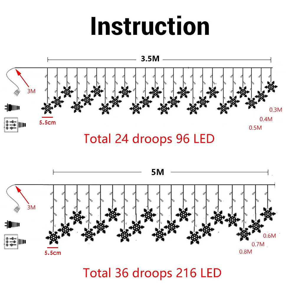 2025年 クリスマススノーフレークストリングライト屋外ソーラー8モード5m 216led 3.5m 96ledリモコン太陽エネルギー24vプラグインストリングライトledガーランドカーテンフェアリーストリングライト庭の軒先パーティーの装飾用  コレクション – $53.99 –P10