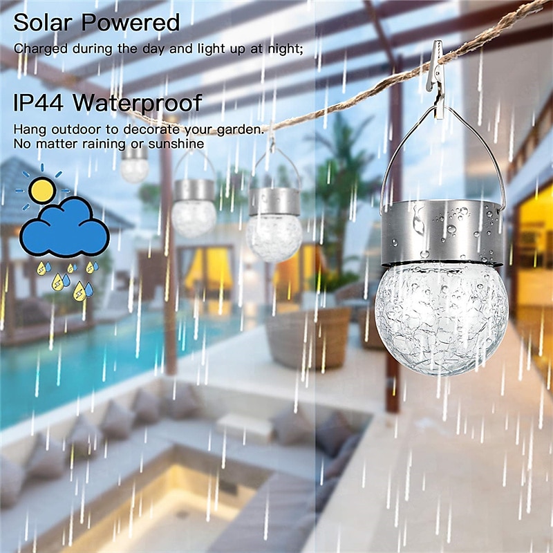 Christmas Outdoor Cracked Glass Solar Lights, Solar Garden Lights Waterproof LED Hanging Globe Lights for Christmas Outdoor Garden & Patio Christmas Decor 2025 - $15.99 –P14