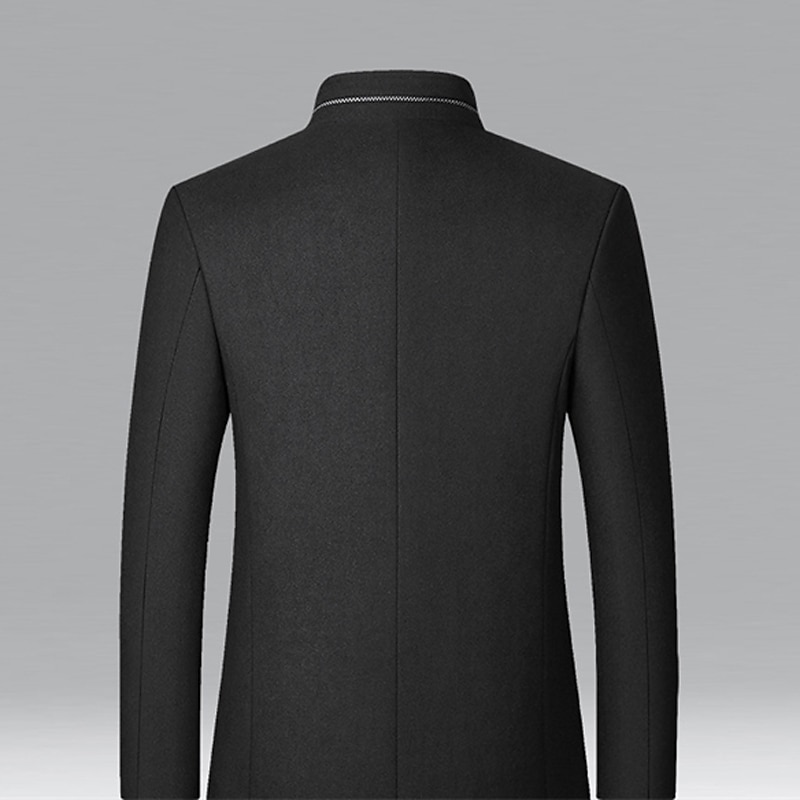 Herr Vinterkappa Yllekappa Rock Företag Dagliga kläder Vinter Ylle Håller värmen Utomhus Ytterkläder Kläder Mode Uppvärmning Solid färg Ficka Kinakrage Enkelknäppt 2025 - $48.99 –P9