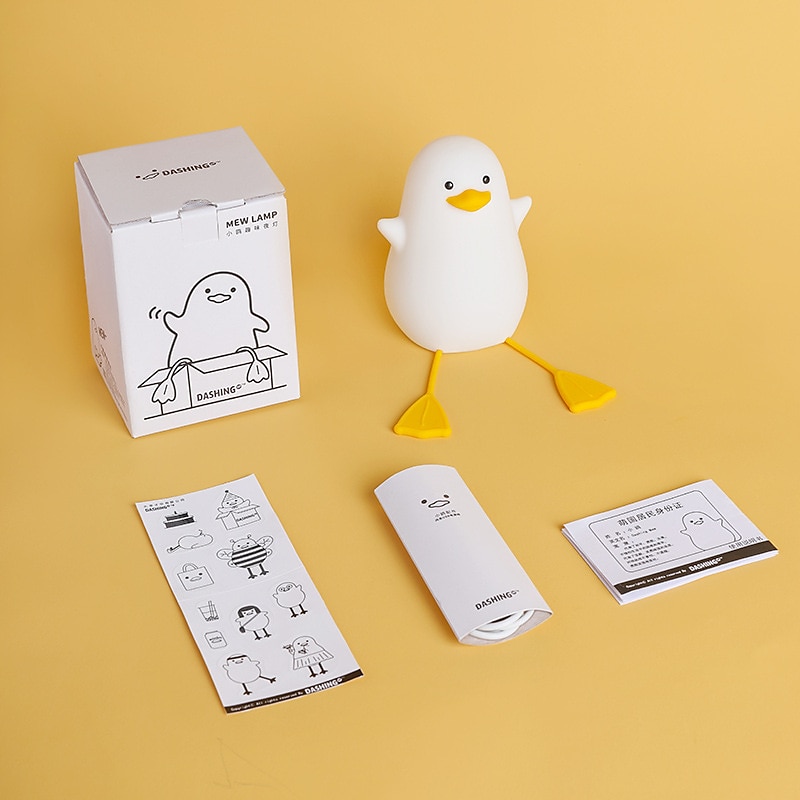 anatra ha condotto le luci notturne simpatica lampada in silicone ricaricabile usb sensore di temporizzazione lampada da comodino per camera da letto regalo per bambini del 2025 a $25.99 –P6