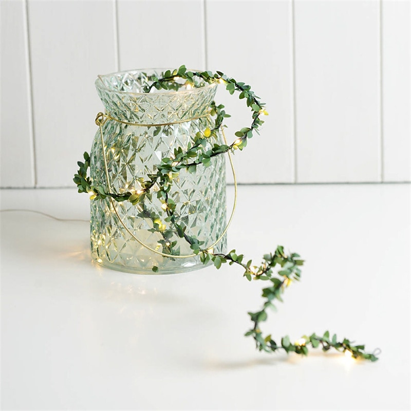 Artificial Plants LED String Light 2M 20LEDS Fairy Lights Creeper Green Leaf Christmas Home Wedding Outdoor Ivy Vine Decoration Lamp DIY Hanging Garden Patio Yard (without Battery) 2025 - $9.49 –P2
