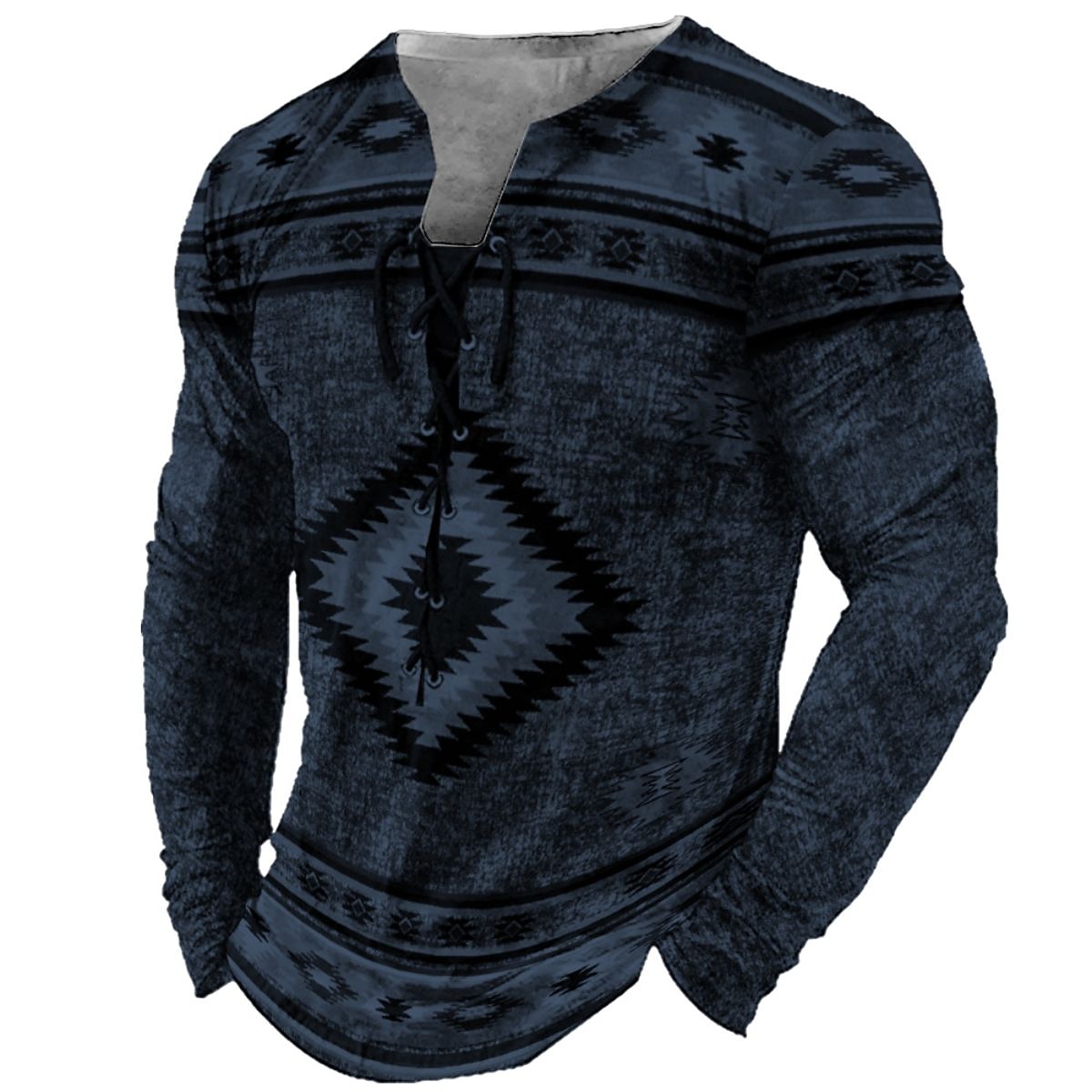 Homme T shirt Tee Tee Graphic Tribal Col Noir Vert Claire Rose Claire bleu marine Bleu 3D effet Extérieur Plein Air manche longue Lacet Imprimer Vêtement Tenue Design mode Rétro Vintage basique de 2025 ? $20.99 –P10