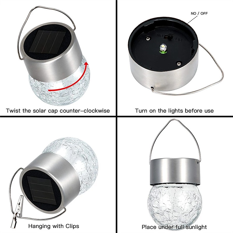 Christmas Outdoor Cracked Glass Solar Lights, Solar Garden Lights Waterproof LED Hanging Globe Lights for Christmas Outdoor Garden & Patio Christmas Decor 2025 - $15.99 –P2