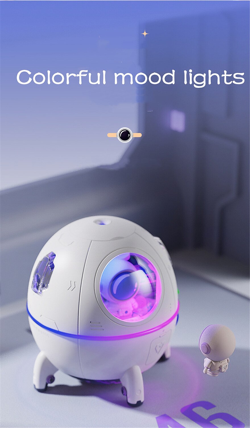 LED Smart Light Air Humidifier USB Ultrasonic Cool Mist Aromatherapy Space Capsule Water Diffuser with Led Light Astronaut Humidificador 2025 - $17.99 –P6