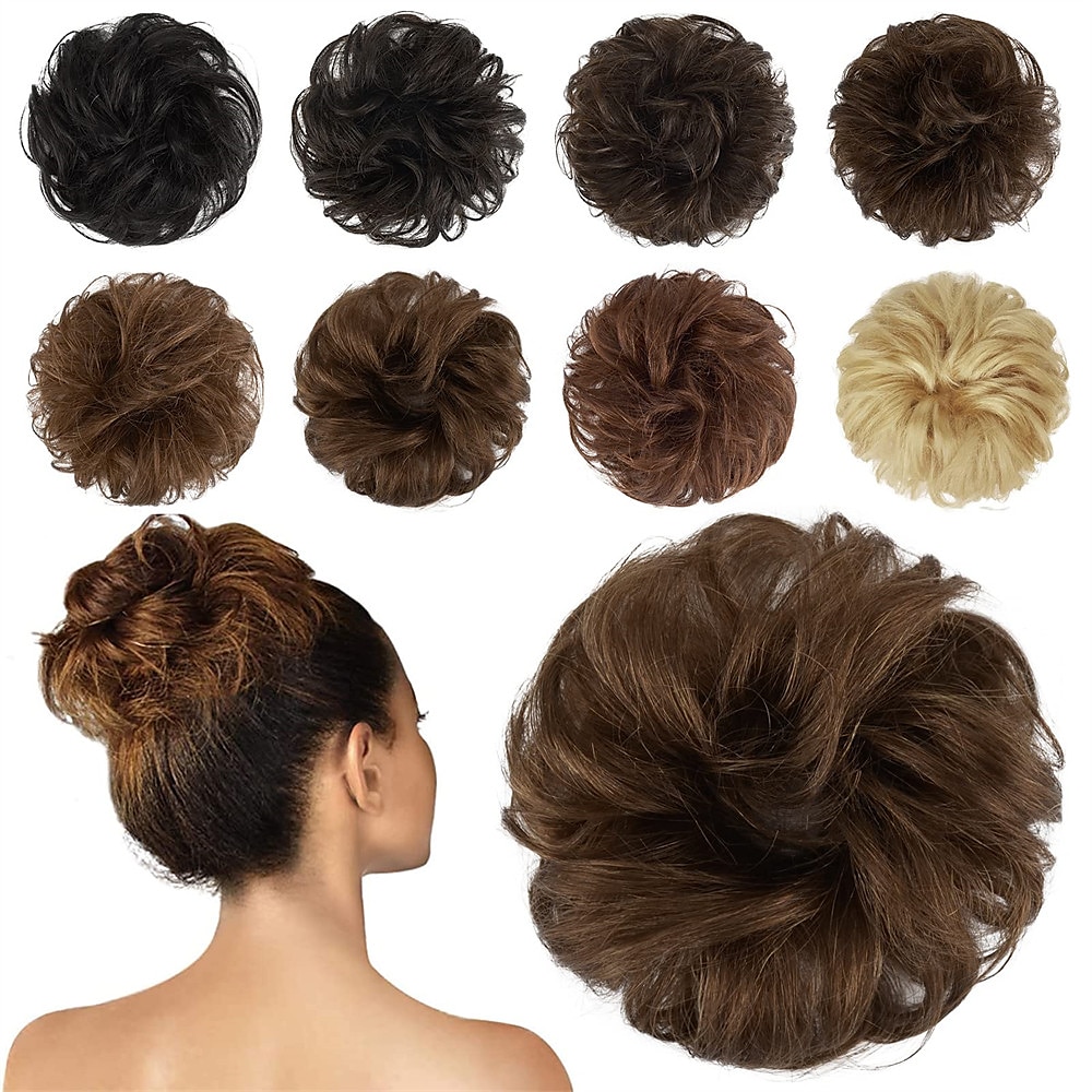 menneskehår rotete boller 100% menneskehår knuller hårstykke ekte menneskehår bølget ask blondt hår scrunchies bustete oppsatte hårstykker for kvinner jenter 2025 - $12.99 –P4