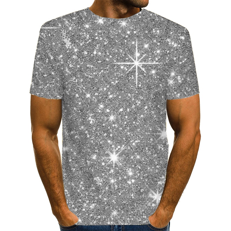 Men's Graphic 3D Shirt T Shirt Party Wear T Shirts Short Sleeve T shirt 3D Print Round Neck Shirt Streetwear Exaggerated Casual Daily Silver Blue Gold Summer Clothing Apparel S M L XL 2XL 3XL 4XL 2025 - $17.99 –P3