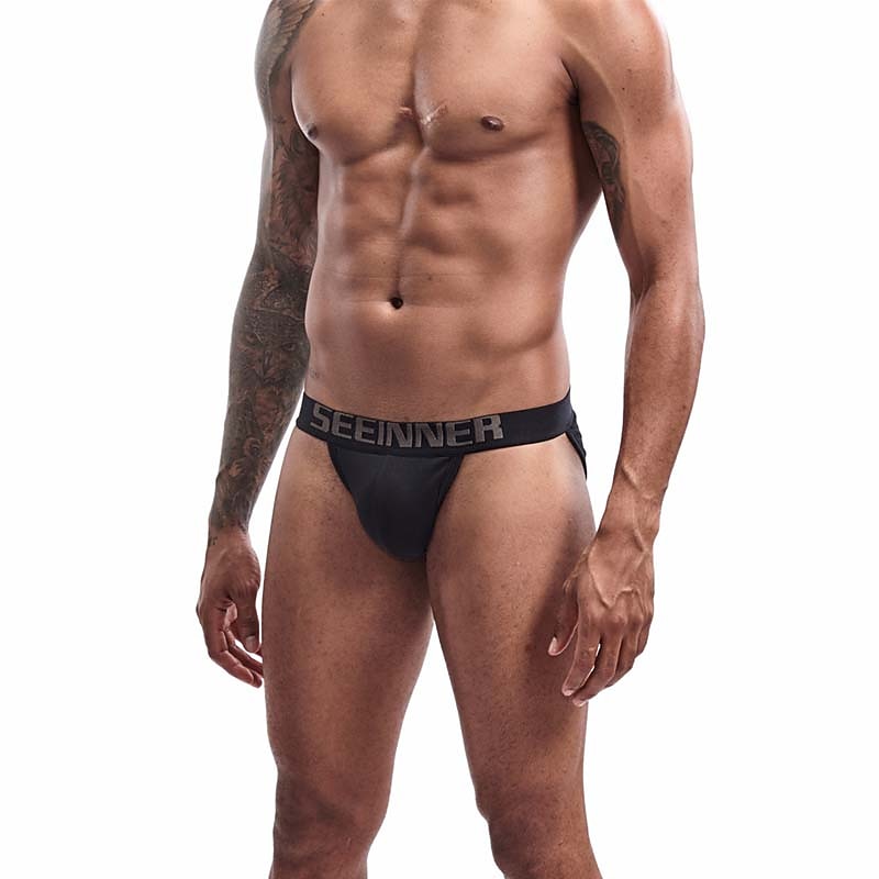 Voor heren 1 pak Basic slipje Slip Afdrukken Katoen Antibacterieel Waterdicht Brief Medium Taille Zwart Wit 2025 - $14.99 –P2