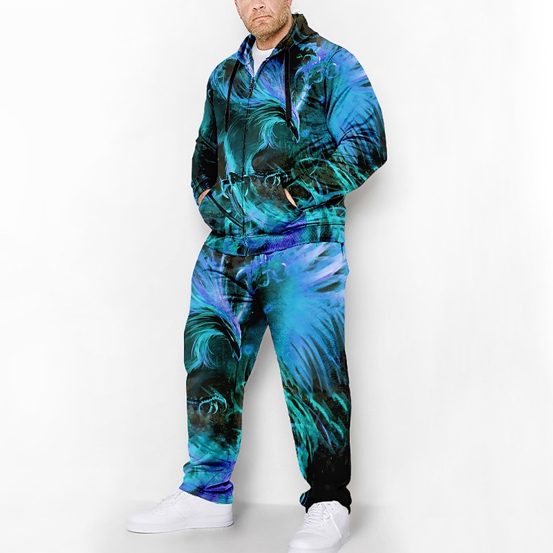 Bărbați Grafic fenix 2 buc Seturi de hanorace 3D Hanorac cu Glugă Trening Set Marime Plus Manșon Lung Pantaloni lungi Capișon Modă Designer Casual Zilnic Sport Ieșire Imprimare 3D Primăvara & toamnă 2025 - $56.99 –P1