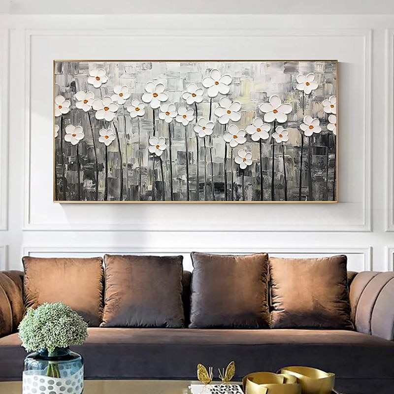Pintura al óleo hecha a mano lienzo arte de la pared decoración espátula pintura clásica flor de ciruelo blanco para decoración del hogar enrollado sin marco pintura sin estirar 2025 - zł369.99 –P12