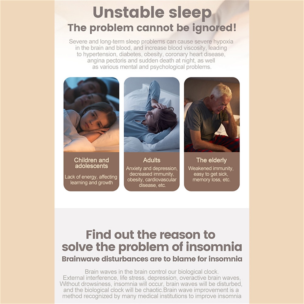 2025年 インテリジェントな睡眠器具不眠症デバイス、不眠症のための睡眠補助、睡眠を助けるための穏やかな睡眠を改善し、促進するための深い睡眠補助により、すぐに眠りにつく  コレクション – $41.99 –P3