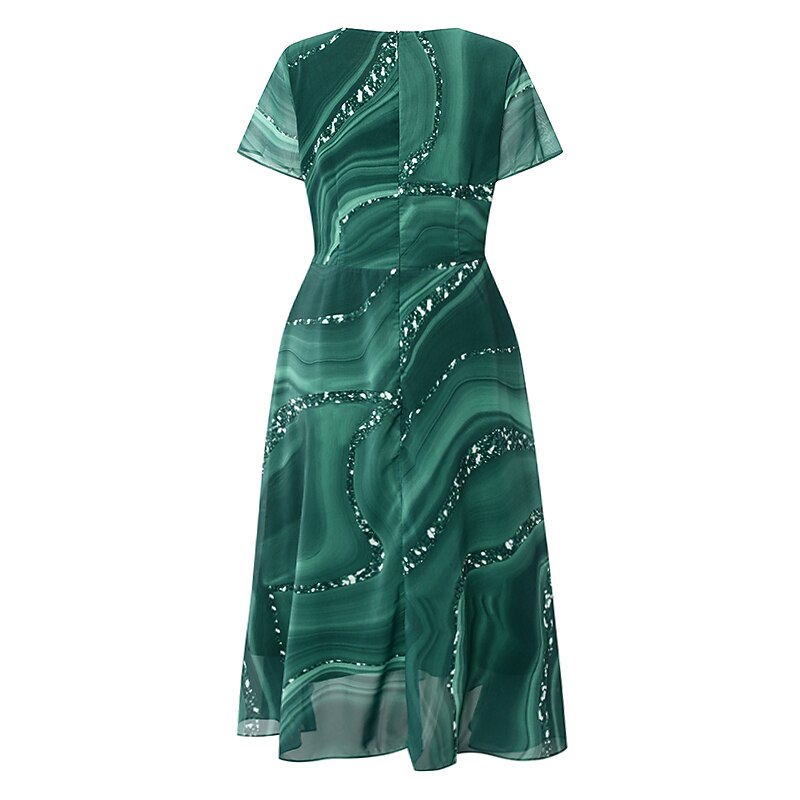 robe de soirée semi formelle pour femme robe swing robe longueur genou vert bleu gris manches courtes bloc de couleur imprimé printemps été col en v élégant lâche 2023 s m l xl xxl 3xl de 2025 ? $44.99 -P3