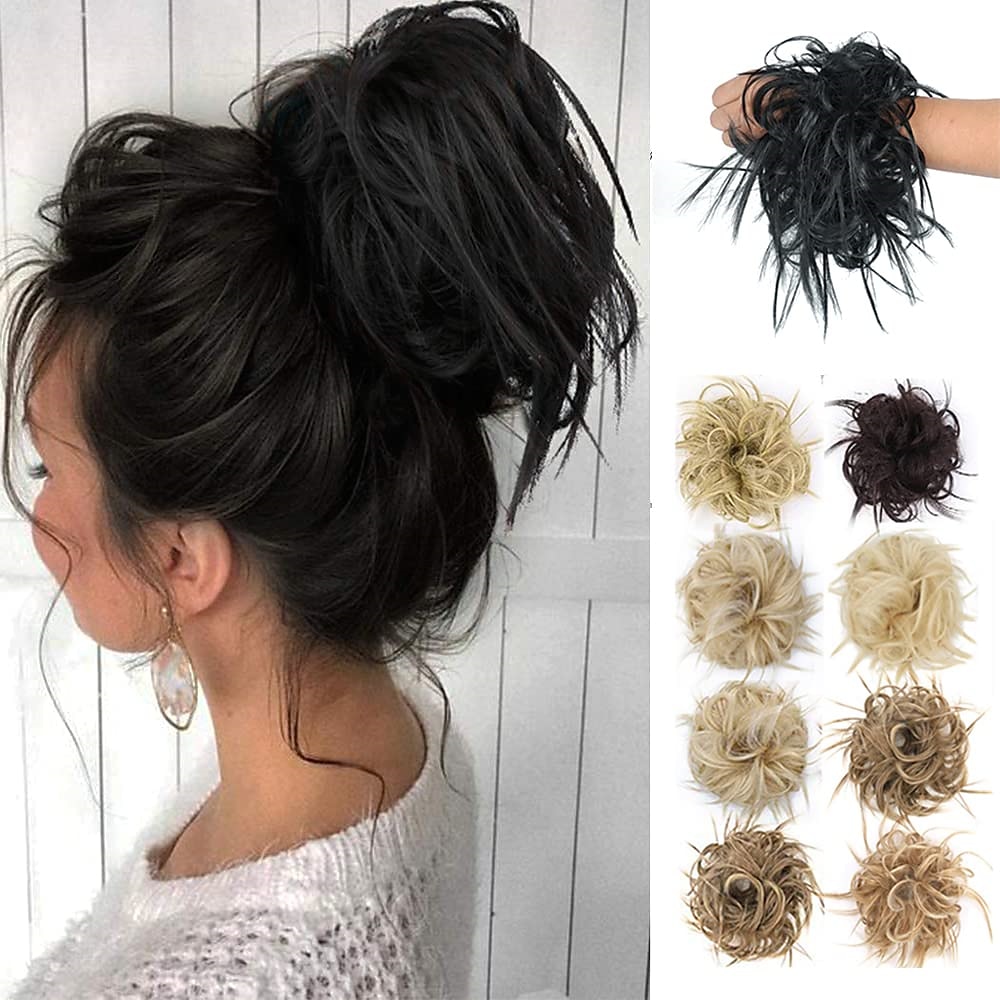 chignon ébouriffé chignon désordonné extensions de chignon avec élastique élastique queue de cheval chouchous pour femme (mélange brun blond clair) de 2025 ? $18.49 –P5