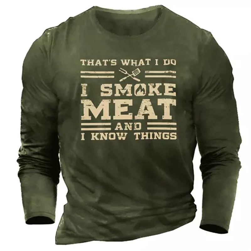 Herr Grafisk Brev T-shirt T-shirts Långärmad T-shirt 3D-tryck Rund hals Skjorta Designer Komfort Fritid Utomhus Dagligen Sport Svart Marinblå Militärgrön Vår & Höst Kläder S M L XL 2XL 3XL 2025 - $7.99 –P2