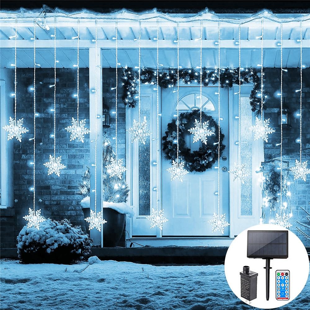 2025年 クリスマススノーフレークストリングライト屋外ソーラー8モード5m 216led 3.5m 96ledリモコン太陽エネルギー24vプラグインストリングライトledガーランドカーテンフェアリーストリングライト庭の軒先パーティーの装飾用  コレクション – $53.99 –P3