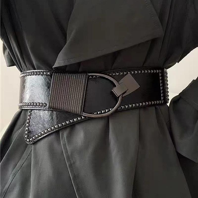 Dámské Široký pásek Korzetový pásek PU kůže Spona zdarma Nýtový dekor gotický Vintage Retro Párty Denní Černá M kód (70~90 pas) Černá velikost S (60~80 pas) 2025 - $11.99 –P1