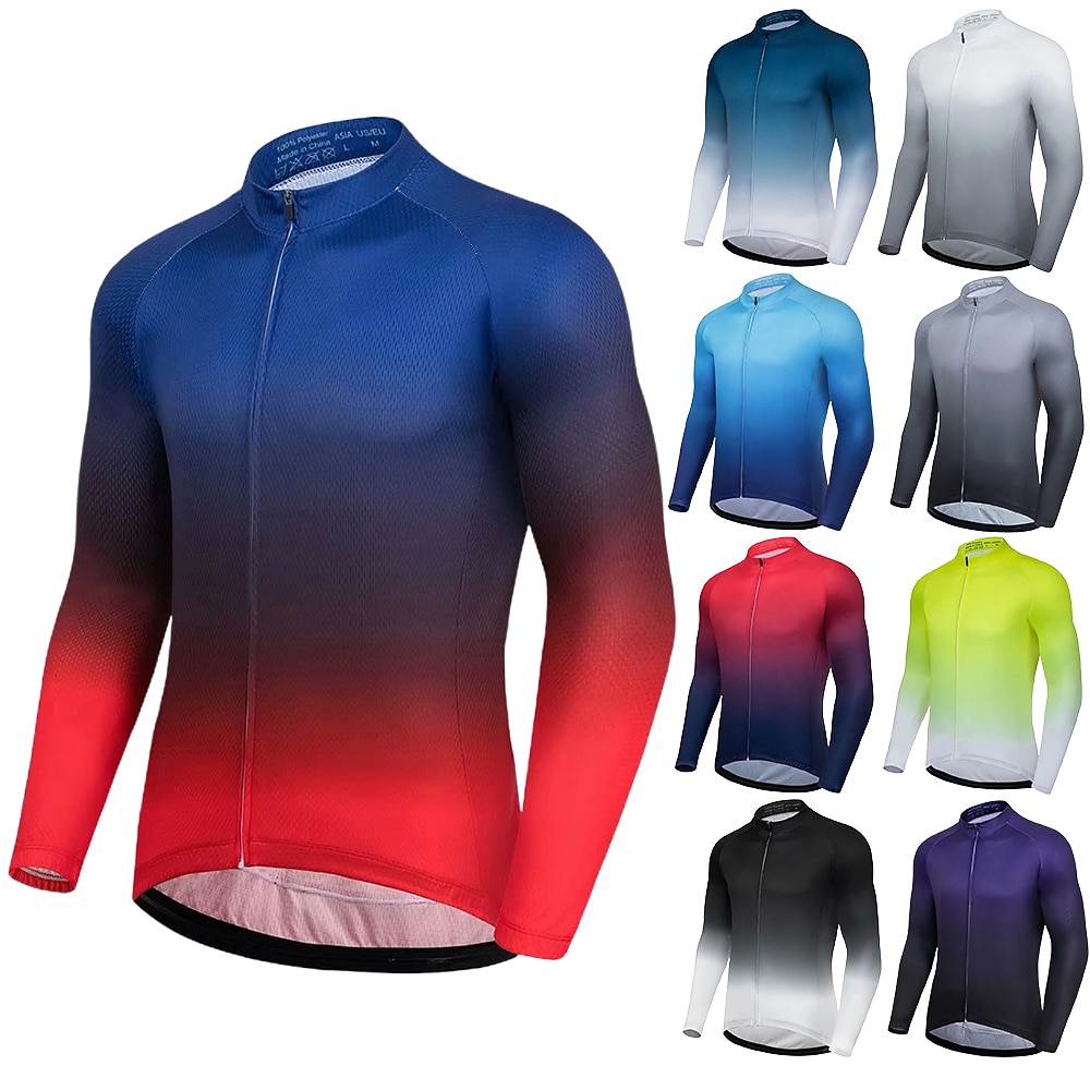 Men's Long Sleeve Cycling Jersey have Reflective Trims and Pockets