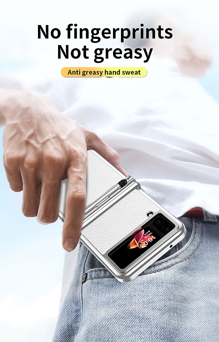 Phone Case For Samsung Galaxy Z Flip 5 Z Flip 4 Z Flip 3 Back Cover Bumper Frame Pencil Holder Plating Solid Colored PC PU Leather 2025 - $21.99 –P8
