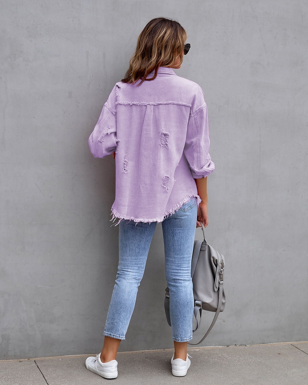 Women's Shacket Plain Basic Long Sleeve Shirt Collar Regular Tops Valentine's Day Casual Daily Buttons Pocket Pink Purple Orange Spring Fall 2025 - $35.99 –P14