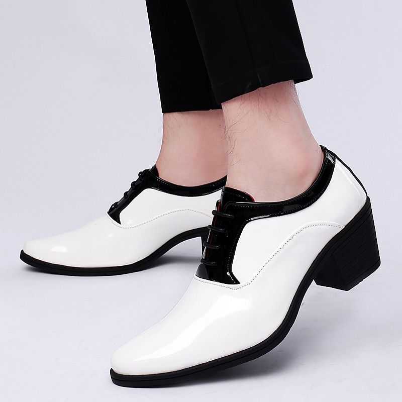 Men's Oxfords Dress Shoes Christmas Party Collections Casual British Wedding Party & Evening PU Black Red White Color Block Winter Fall 2025 - $59.99 –P8