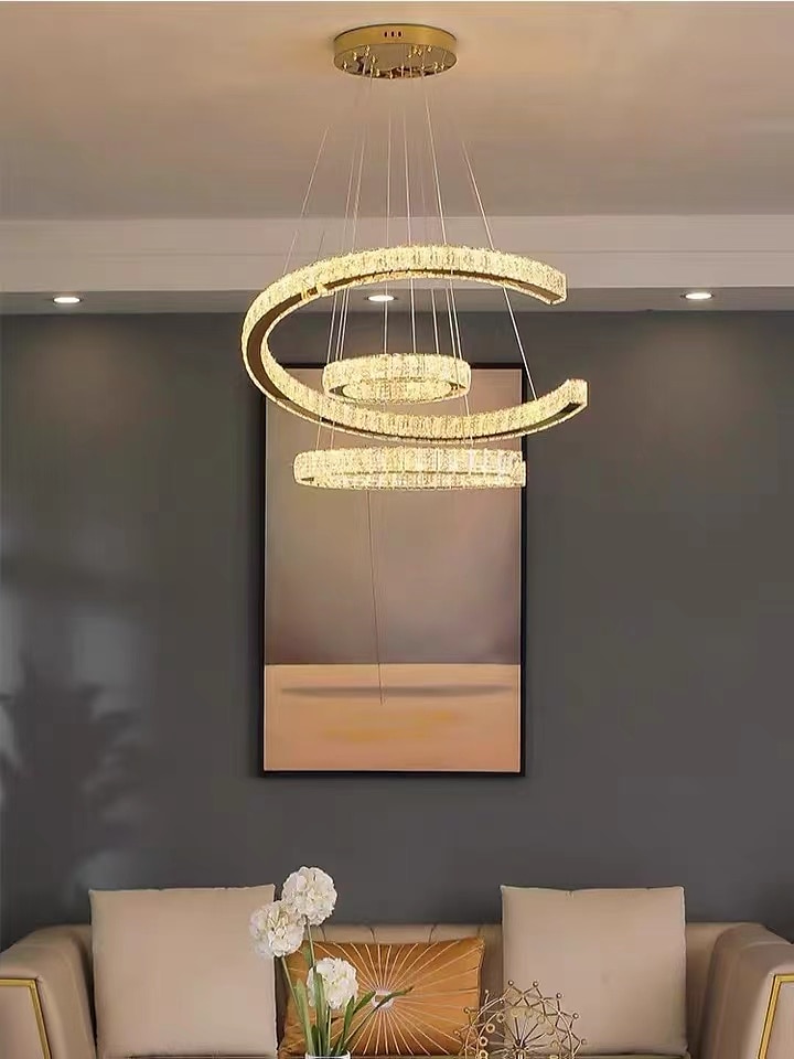 3-ring led عاكسة للضوء pandent ضوء كريستال تصميم دائرة الثريا الفولاذ المقاوم للصدأ طبقات النمط الفني النمط الرسمي مطلي بالكهرباء الفنية led 110-240v 2025 - $619.09 –P6
