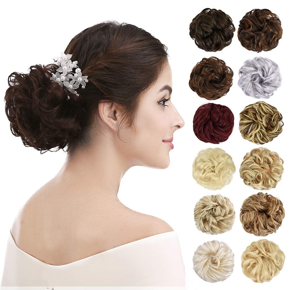 2pcs chignon désordonné chignon bouclé ondulé extensions de queue de cheval postiches cheveux chouchous wraps chignon pour femmes filles (plus chignon limité avec une longueur de cheveux plus longue de 2025 ? $18.49 –P17