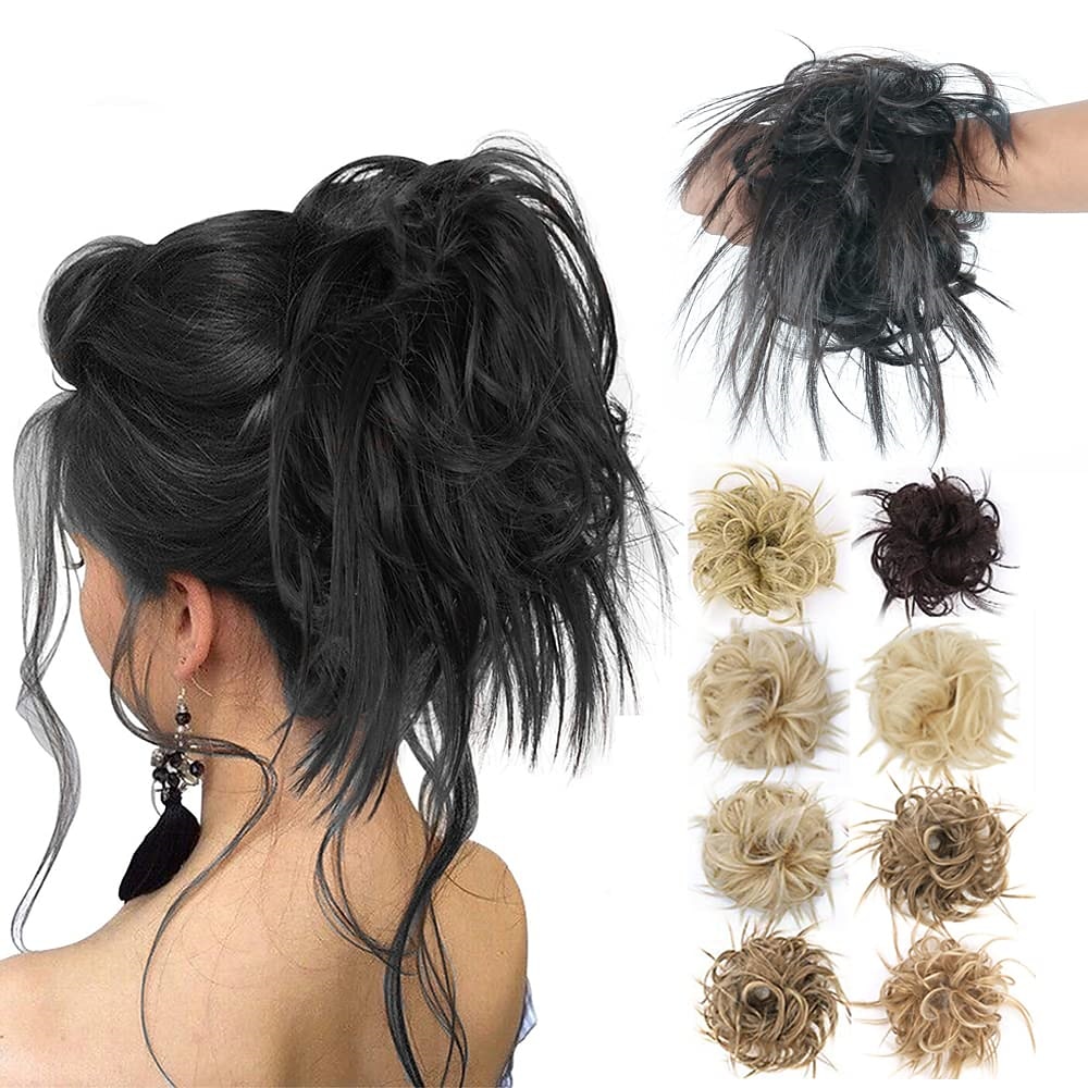 chignon ébouriffé chignon désordonné extensions de chignon avec élastique élastique queue de cheval chouchous pour femme (mélange brun blond clair) de 2025 ? $18.49 –P9