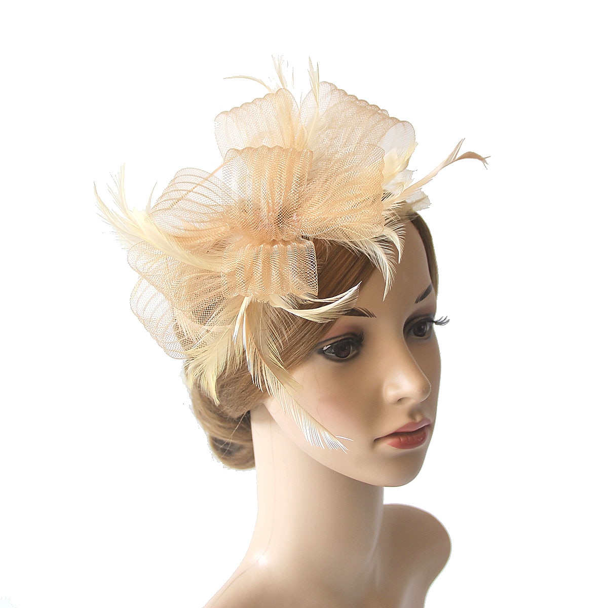 fascinators kentucky derby klobouk pokrývka hlavy organza polyester / polyamid kbelík klobouk párty / večer dovolená koktejl královský astcot vintage styl elegantní s nášivkami z peří pokrývka hlavy 2025 - $20.99 –P6