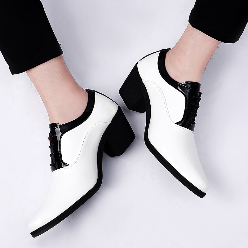 Men's Oxfords Dress Shoes Christmas Party Collections Casual British Wedding Party & Evening PU Black Red White Color Block Winter Fall 2025 - $59.99 –P6