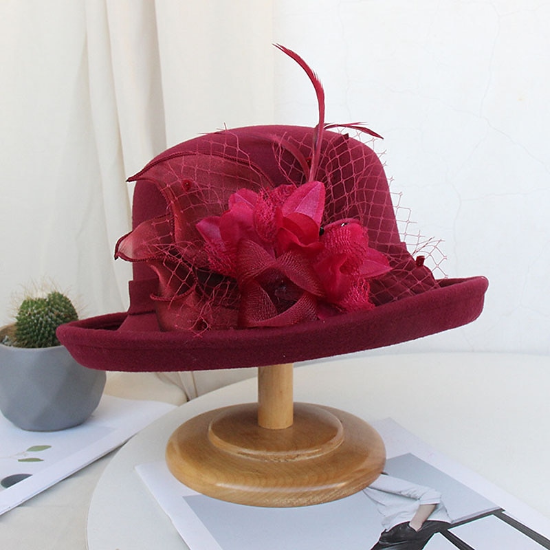 cappelli piuma artificiale poli / misto cotone bombetta / cappello a cloche autunno cappello da pescatore da sposa cappello fedora kentucky derby cocktail royal astcot stile vintage con copricapo di del 2025 a $20.99 –P7
