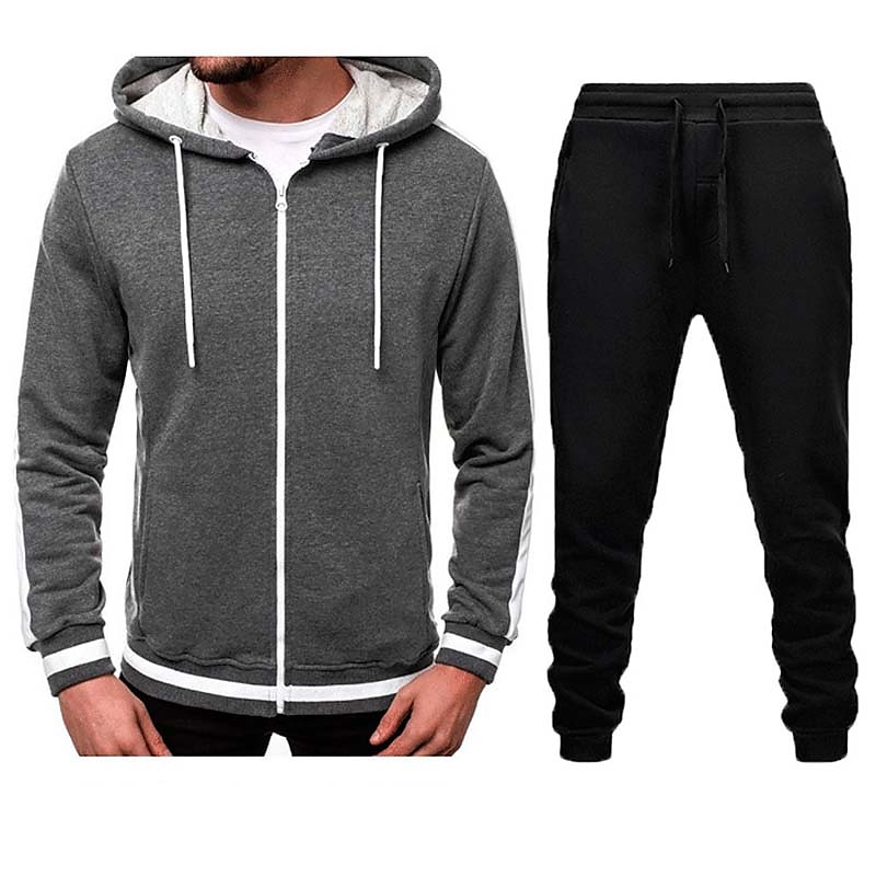 Men's Tracksuit Sweatsuit Zip Hoodie Sweatshirt Hoodie Jacket Jogging Suits Red & Black Black+Light Grey Dark Grey+Light Grey Red+Light Grey Red+Dark Grey Hooded Color Block Drawstring 2 Piece Sports 2026 - $28.99 –P5