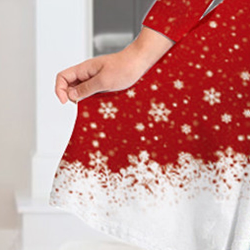 Niños Chica Vestido de Navidad Vestido Vestido de copo de nieve Copo Manga Larga Regalos de Navidad Casual Cuello redondo Adorable Diario Poliéster Sobre la rodilla Vestido informal Vestido de 2025 - $16.99 –P5